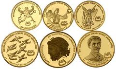 Ausländische Goldmünzen und -medaillen Griechenland Republik 1973 bis heute. Komplette Serie zu 3 X 5000 und 3 X 2500 Drachmen 1981/1982 Leichtathletik-EM in Athen. 3 X 12,5 g. und 3 X 6,45 g. 900er G