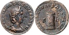 Römische Münzen Kaiserzeit Otacilia Severa, Gattin Philipp I. Arabs. Otacilia Severa, Gattin Philipp I. Arabs. As 248. Drap. Brb. r./MILIARVM SAECVLVM SC. Säule. RIC 199b. sehr schön