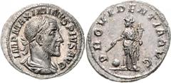 Römische Münzen Kaiserzeit Maximinus I. Thrax. 235-238. Maximinus I. Thrax. 235-238. Denar 235/238. Bel. drap. Brb. r./PROVIDENTIA AVG, Providentia steht l. RIC 13. vorzüglich/Stempelglanz