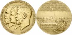 Ausländische Goldmünzen und -medaillen Russland Nikolaus II. 1894-1917. Goldmedaille im Gewicht zu 50 Dukaten 1903 von Vasyutinsky Fertigstellung der Troitsky-Brücke ("Brücke der Dreifaltigkeit", spät