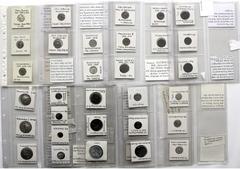 Lots antiker Münzen Allgemein Sammlung von 32 antiken Münzen: Tetradrachmen von Makedonien, Thasos und den Seleukiden, Korinth Stater, Nemausus As, Sabina Denar, weitere Griechen und Römer. Besichtige