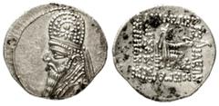 Altgriechische Münzen Parthia Königreich der Arsakiden Drachme, Rhagai 123/87 v. Chr. Brb. mit Diadem und langem Bart l./ΒΑΣΙΛΕΥΣ ΒΑΣΙΛΕΥΝ ἈΡΣΑΚΟΥ ΜΕΓΑΛΟΥ ἘΠΙΦΑΝΟΥ Arsakes thront r., hält Bogen. 4,01 