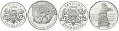 Ausländische Münzen und Medaillen Lettland Lots 4 Stück: 1 Lats Silber 1995 Unesco, 1999 Oly. Spiele Sydney, 2002 Olymp. Spiele Athen und 2008 Liederfest.Polierte Platte