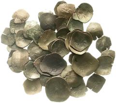 Kreuzfahrer Lots Lateinisches Kaiserreich in Constantinopel und Thessalonika (Balduin I. von Flandern bis Balduin II. von Courtenay, 1204-1261). 46 X Aspron Trachy, diverse Varianten.meist schön