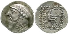 Altgriechische Münzen Parthia Königreich der Arsakiden Drachme 123-87 v. Chr. Brb. mit Diadem und langem Bart l./Arsakes thront r., hält Bogen. vorzüglich, schöne Patina