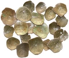 Kreuzfahrer Lots Lateinisches Kaiserreich in Constantinopel und Thessalonika (Balduin I. von Flandern bis Balduin II. von Courtenay, 1204-1261). 20 X Aspron Trachy, diverse Varianten. meist schön