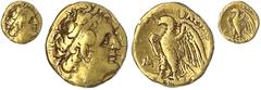 Altgriechische Goldmünzen Ägypten Ptolemaios I. Soter, 305-282 v. Chr 1/3 Chryson (Gold-Hemidrachme) 300/285 v. Chr. Alexandria. Zeuskopf r./Adler auf Blitzbündel l., im Feld Monogramm. 1,73 g.fast se