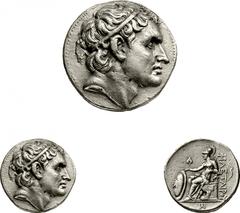 Mysia. Philetairos. Tetradrachm (AR, 16.96g 12h). Pergamon, 270-265 bc. Diademed head of the deified Seleukos right. Rev. Athena seated left on throne with lion’s feet, holding spear and shield adorne