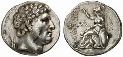 GREEK COINS ITALY KINGDOM OF PERGAMUM ATTALUS I, king 241-197 B.C. Tetradrachm. AR 17.01 g. Laureate head r. of Philetaerus , founder of the dynasty. Rev. FILETAIROU Athena seated l. on throne, wearin