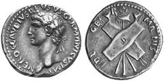 ROMAN COINS IMPERIAL COINAGE NERO CLAUDIUS DRUSUS, father of Claudius, † 9 BC No.: 349 Estimation: $ 1000 Denarius struck by his son Claudius, Lyon, about 41-42. AR 3.75 g. NERO CLAVDIVS DRVSVS GERMAN