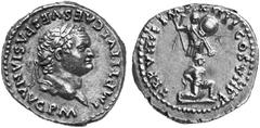 ROMAN COINS IMPERIAL COINAGE TITUS, 79-81 No.: 360 Estimation: $ 600 Denarius, 79. AR 3.63 g. IMP TITVS CAES VESPASIAN AVG PM Laureate head r. Rev. TR P VIII IMP XIIII COS VII PP Jewish captive kneeli