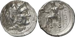 ANCIENT COINS. GREEK COINS. SELEUKID KINGDOM OF SYRIA. SELEUKOS I NIKATOR, 312-281 B.C. Tetradrachm, uncertain mint. AR 17.12 g. Youthful head of Herakles r. wearing lion’s skin. Rev. BA ; 2 4. A ; be