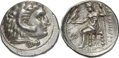 ANCIENT COINS. GREEK COINS. SELEUKID KINGDOM OF SYRIA. SELEUKOS I NIKATOR, 312-281 B.C. T etradrachm with name of Alexander, uncertain mint, c.294-281 BC. AR 17.01 g. Youthful head of Herakles r. wear