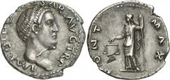 ANCIENT COINS. ROMAN COINS. ROMAN EMPIRE. OTHO, A.D. 69. Denarius, Rome, Mar-Apr 69. AR 3.52 g. IMP OTHO CAESAR AVG TR P , bare head of Otho r. Rev. PONT MAX , Aequitas standing left holding scales an