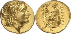 ANCIENT COINS. GREEK. Kingdom of Thrace, Lysimachos (323-281 B.C.), Gold Stater, 8.50g, 11h. Mint of Pella, struck c.286/5-282/1 B.C. Head of Alexander the Great facing right, wearing a diadem and the