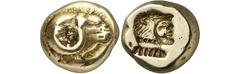 ANCIENT COINS. GREEK. Lesbos, Mytilene (c.521-478 B.C.), Electrum Hekte, 2.51g, 12h. Ram’s head facing right. Rev. Incuse head of Herakles facing right, wearing a lion’s skin (Bodenstedt 18; Boston 16