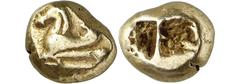 ANCIENT COINS. GREEK. Uncertain Mint in Ionia (c.620-550 B.C.), Electrum Trite, 4.73g. Crude Pegasos, with curved wing, walking left. Rev. Two square punches, with irregular surfaces (Weidauer 148; Ba