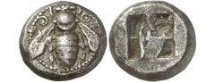 ANCIENT COINS. GREEK. Ionia, Ephesos (5th Century B.C.), Silver Drachm, 3.50g. Bee, seen from above, volutes in field, dotted border. Rev. Incuse square, irregularly divided (Rosen 570; SNG Copenhagen
