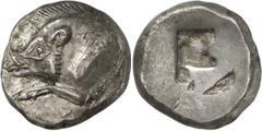 ANCIENT COINS. GREEK. Dynasts of Lycia, Uncertain Dynast (c.520-470 B.C.), Silver Stater, 9.31g. Uncertain mint. Forepart of a wild boar left, dotted ornaments at truncation. Rev. Irregular incuse (J.