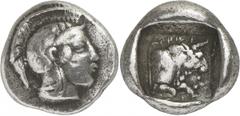 ANCIENT COINS. GREEK. Dynasts of Lycia, Kherei (c.410-390 B.C.), Silver Stater, 8.39 g, 12h. Head of Athena facing right, wearing an Attic helmet adorned with olive-leaves. Rev. Lycian legend ‘Kherei’
