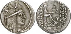 ANCIENT COINS. GREEK. Kingdom of Armenia, Tigranes II “the Great” (95-56 B.C.), Silver Tetradrachm, 15.72g, 1h. Mint of Antioch. Diademed and draped bust of Tigranes II facing right, wearing a tiara o