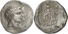ANCIENT COINS. GREEK. Kingdom of Syria, Seleucid Kings, Demetrios I Soter (162-150 B.C.), Silver Tetradrachm, 16.94g, 2h. Mint of Seleukia on the Tigris. Jugate busts of Demetrios I, diademed, and his