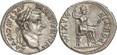 ANCIENT COINS. ROMAN. Tiberius (A.D. 14-37), Silver Denarius, 3.77g, 7h. Mint of Lugdunum. TI CAESAR DIVI AVG F AVGVSTVS , head of Tiberius facing right, wearing a laurel-wreath. Rev. PONTIF MAXIM , f