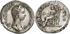 ANCIENT COINS. ROMAN. Orbiana (wife of Severus Alexander), Silver Denarius, 2.83g, 12h. SALL BARBIA ORBIANA AVG , diademed and draped bust facing right. Rev. CONCORDIA AVGG , Concordia seated facing l