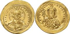 ANCIENT COINS. BYZANTINE. Constantine VIII (A.D. 1025-1028), Gold Histamenon Nomisma, 4.40g, 7h. Nimbate bust of Christ facing, raising hand in benediction and holding book of Gospels. Rev. Crowned fa