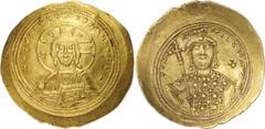 ANCIENT COINS. BYZANTINE. Constantine IX Monomachos (A.D. 1042-1055), Gold Histamenon Nomisma, 4.42g, 6h. Nimbate bust of Christ facing, raising hand in benediction and holding book of Gospels. Rev. C