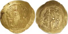 ANCIENT COINS. BYZANTINE. Andronicus I Comnenus (A.D. 1183-1185), Gold Hyperpyron, 4.14g, 6h. The Virgin, nimbate, enthroned facing, holding a medallion with the nimbate bust of the infant Christ. Rev