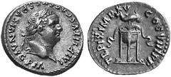 ANCIENT COINS ROMAN COINS IMPERIAL COINAGE TITUS Augustus, 79-81 No.: 286 Estimate: $ 600 d=18 mm Denarius, 80. AR 3.46 g. IMP TITVS CAES VESPASIAN AVG P M Laureate head r. Rev. TR P IX IMP XV COS VII