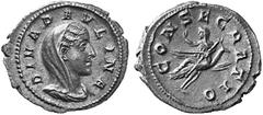 ANCIENT COINS ROMAN COINS IMPERIAL COINAGE PAULINA, his wife, † before 235 No.: 354 Estimate: $ 1500 d=20 mm Denarius, posthumous, 236. AR 3.01 g. DIVA PAVLINA Veiled head r., hair in horizontal waves