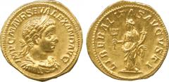 ANCIENT COINS. Roman Coins. Mint of Rome unless otherwise stated. Se verus Alexander (A.D. 222-235), Gold Aureus, 6.32g, 7h.Struck A.D. 222. IMP C M AVG SEV ALEXAND AVG , bust of Severus Alexander fac