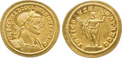 ANCIENT COINS. Roman Coins. Mint of Rome unless otherwise stated. Diocletian (A.D. 284-305), Gold Aureus, 5.81g, 12h.Struck A.D. 286. IMP C C VAL DIOCLETIANVS P F AVG , bust of Diocletian facing right