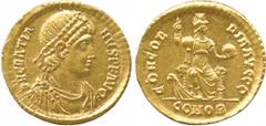 ANCIENT COINS. Roman Coins. Mint of Rome unless otherwise stated. Gratian (A.D. 367-383), Gold Solidus, 4.44g, 6h.Mint of Constantinople.Struck A.D. 380. DN GRATIANVS P F AVG , bust of Gratian facing 