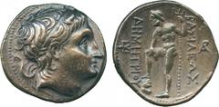 ANCIENT COINS. GREEK COINS. Kingdom of Macedon, Demetrios Poliorketes (306-283 B.C.), Silver Tetradrachm, 16.91g, 10h. Mint of Amphipolis, struck c.288 B.C.Head of Demetrios facing right, wearing a di