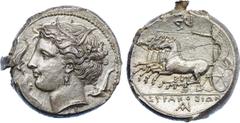 ANCIENT COINS, GREEK COINS, Sicily, Syracuse, Agathokles (317-289 BC), Silver Tetradrachm, 17.08g, 3h. Struck c.310-305 BC. Head of Arethusa facing left, her hair wreathed with grain, wearing a triple
