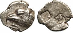 ANCIENT COINS, GREEK COINS, Paphlagonia, Sinope (c.425-410 BC), Silver Drachm, 5.9g. Head of sea-eagle facing left, dolphin below left. Rev. Quadripartite incuse square with alternating quarters fille