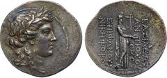 ANCIENT COINS, GREEK COINS, Kingdom of Syria, Antiochos IV Epiphanes (175-164 BC), Silver Tetradrachm, 16.23g, 12h. Mint of Antioch, struck 166 BC. Head of Apollo facing right, wearing a laurel-wreath