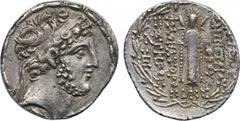 ANCIENT COINS, GREEK COINS, Kingdom of Syria, Demetrios III (97-87 BC), Silver Tetradrachm, 15.40g, 12h. Mint of Damaskos, struck 94-93 BC. Bearded head of Demetrios III facing right, diademed, fillet