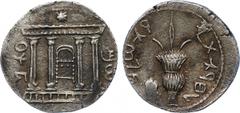 ANCIENT COINS, GREEK COINS, Jud aea, Bar Kochba Revolt (AD 132-135), Silver Sela, 13.87g, 12h. Attributed to Year 3 = AD 134/135. Paleo-Hebrew legend (‘Simon’), façade of the Temple of Jerusalem, show