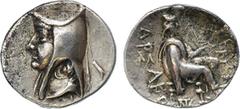 ANCIENT COINS, The David Sellwood Collection of Parthian Coins , Arsaces I (247-211 BC), Silver Drachm, 4.22g, 12h. Minted at Mithradatkart. Diademed and beardless head left in bashlyk, dotted border.