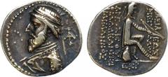 ANCIENT COINS, The David Sellwood Collection of Parthian Coins , Artabanus III (126-122 BC), Silver Drachm, 4.17g, 12h. Minted at Ecbatana. Diademed and bearded bust left, wearing multi-turn torque, c