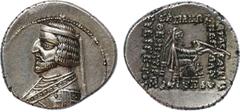 ANCIENT COINS, The David Sellwood Collection of Parthian Coins , Arsaces XVI (78/7-62/1 BC), Silver Drachm, 4.14g, 12h. Minted by Court at Rhagae. Diademed and short bearded bust left, pellet ended sp