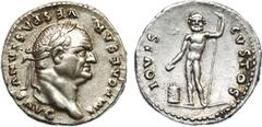 ANCIENT COINS , ROMAN COINS, Vespasian (AD 69-79), Silver Denarius, 3.43g. Mint of Rome, AD 76. IMP CAESAR VESPASIANVS AVG , laureate head facing right. Rev. IOVIS CVSTOS , Jupiter standing facing, ho