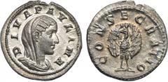 ANCIENT COINS , ROMAN COINS, Diva Paulina (wife of Maximinus I, d. c. AD 235), Silver Denarius, 2.5g. Mint of Rome, under Maximinus I, AD 236. DIVA PAVLINA , veiled and draped bust facing right. Rev. 