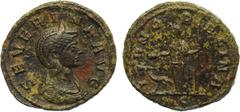 ANCIENT COINS , ROMAN COINS, Severina (wife of Aurelian), Æ As, 7.06g, 12h. Mint of Rome, struck AD 274-275. SEVERINA AVG , bust facing right, diademed and draped. Rev. IVNO REGINA , Juno standing lef