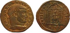 ANCIENT COINS , ROMAN COINS, Maxentius (AD 306-312), Æ Follis, 5.61g, 12h. Mint of Rome, struck c. AD 308-310. IMP C MAXENTIVS P F AVG , head facing right, laureate. Rev. CONSERV VRB SVAE , hexastyle 