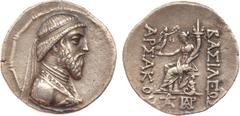 ANCIENT COINS, KINGS OF PARTHIA, Parthian Kingdom. Artabanos III (126-122 BC). Silver Tetradrachm, 16.00g, Seleukeia on the Tigris. Diademed bust of Artabanos III right. Rev. Demeter seated left, hold